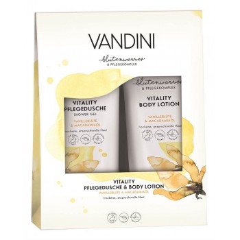 VITALITY Vanilla Blossom & Macadamia Duoset Showergel & Bodylotion | 2 x 200 ml VITALITY Vanilla Blossom & Macadamia Duoset Showergel & Bodylotion | 2 x 200 ml