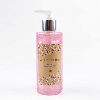 Bath & Shower gel WILD BERRY, dispenser 200ml, light pink glittering icy white, Vanilla-Rose | BE 6