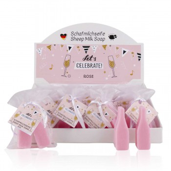 Sheep milk soap LETS´S CELEBRATE 2x15g, handmade, in organza bag, rose, display/24ce